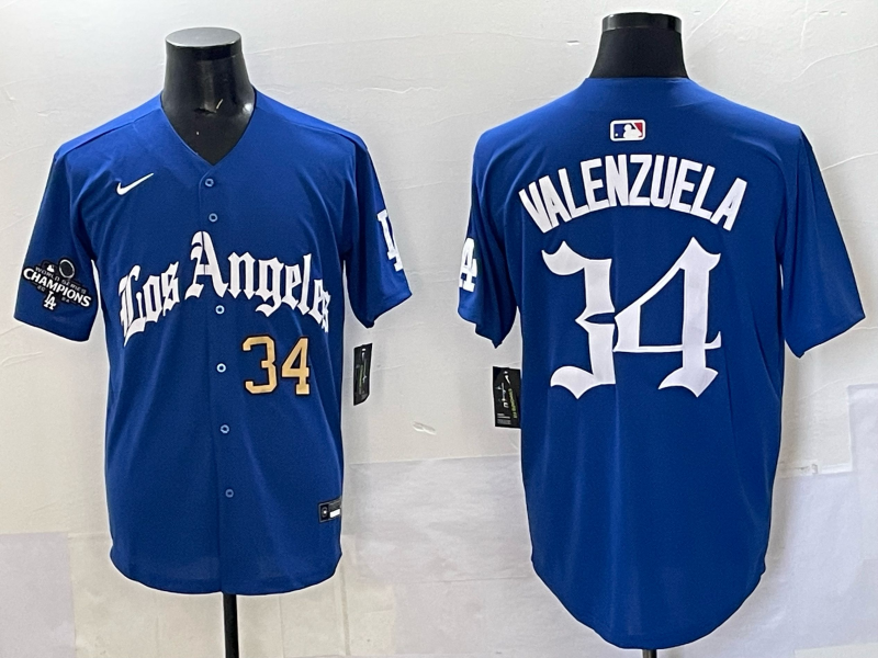 Men Los Angeles Dodgers #34 Valenzuela Blue 2025 Nike MLB Jersey style 001